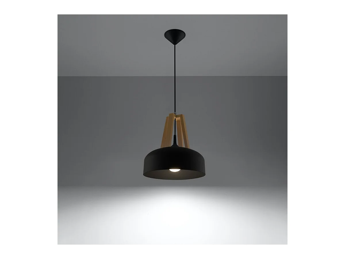 Lampe pendante Cassiopeia noir-bois naturel