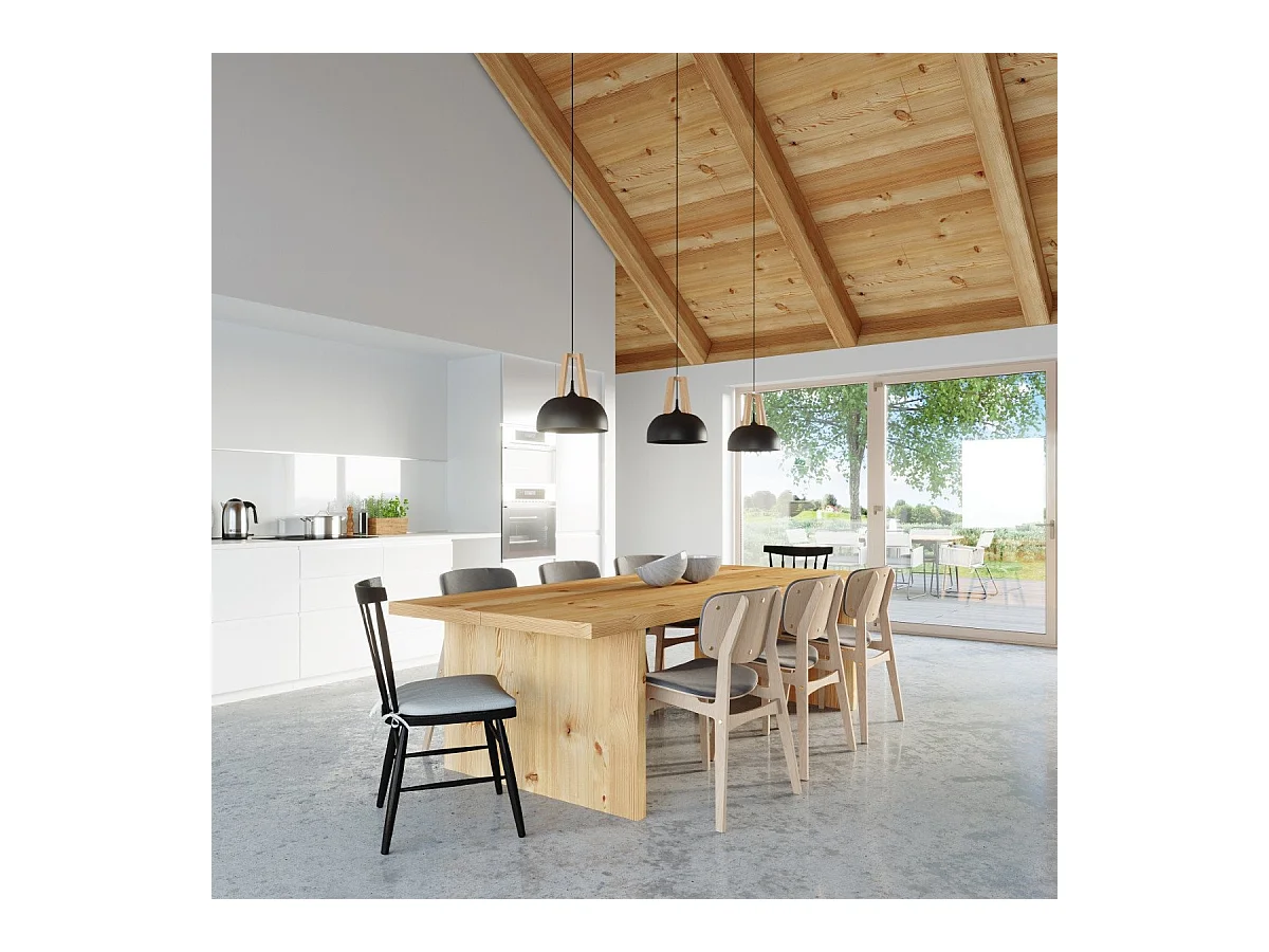 Lampe pendante Cassiopeia noir-bois naturel