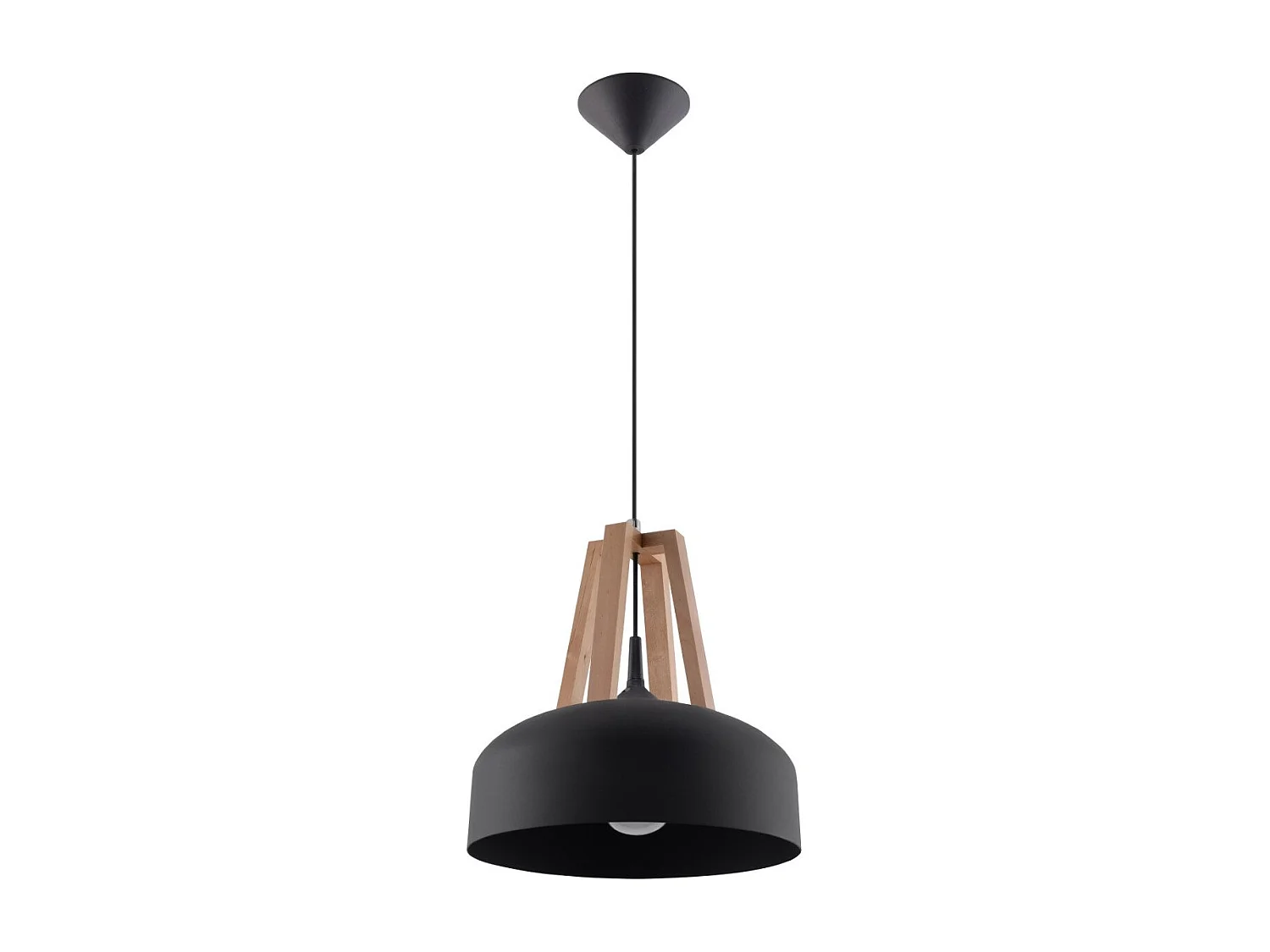 Lampe pendante Cassiopeia noir-bois naturel
