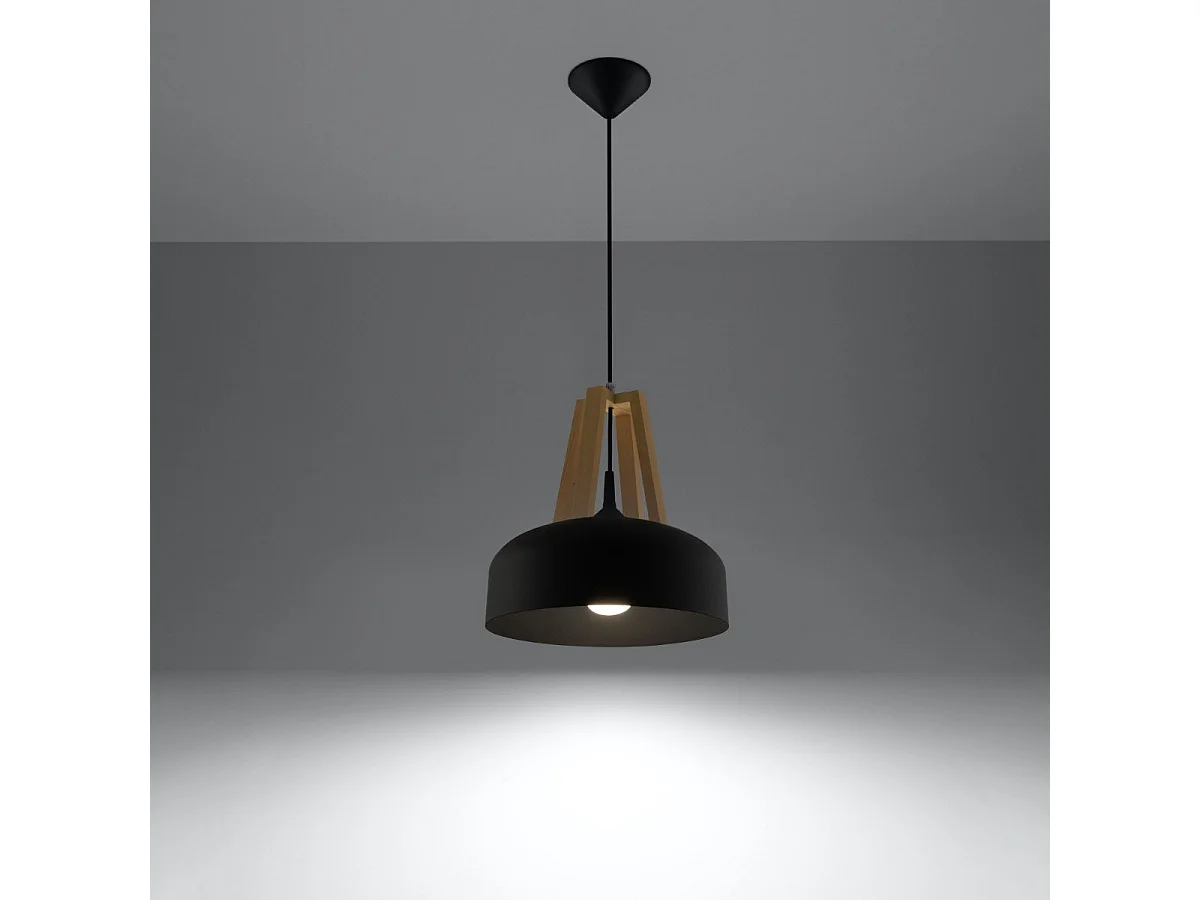 Lampe pendante Cassiopeia noir-bois naturel