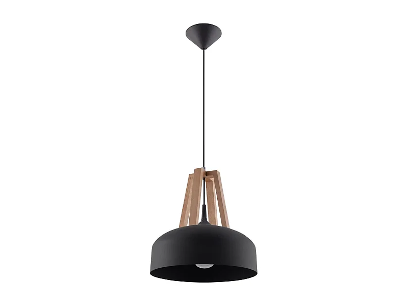 Lampe pendante Cassiopeia noir-bois naturel