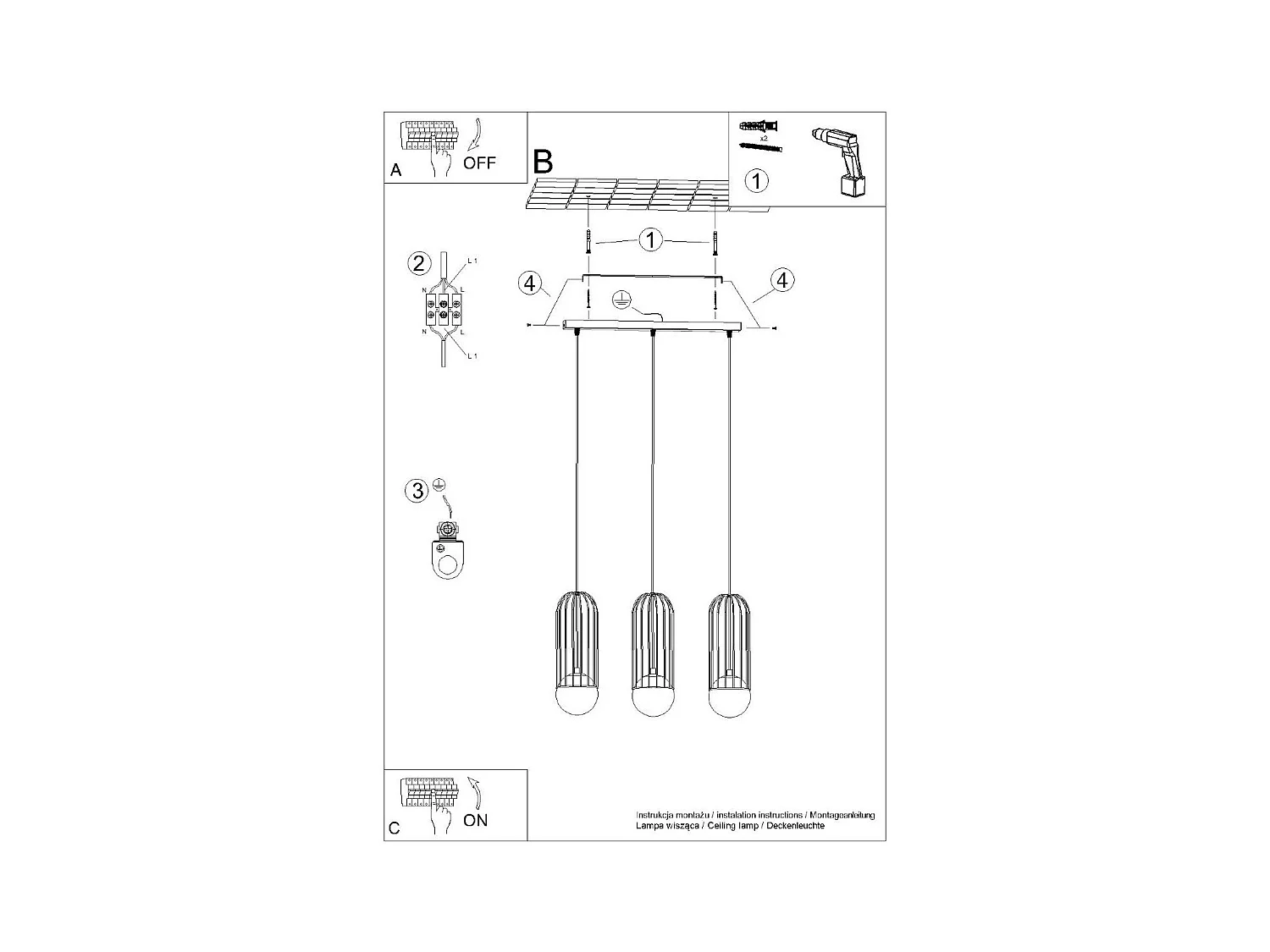 Lampe suspendue Borealys 3L blanc