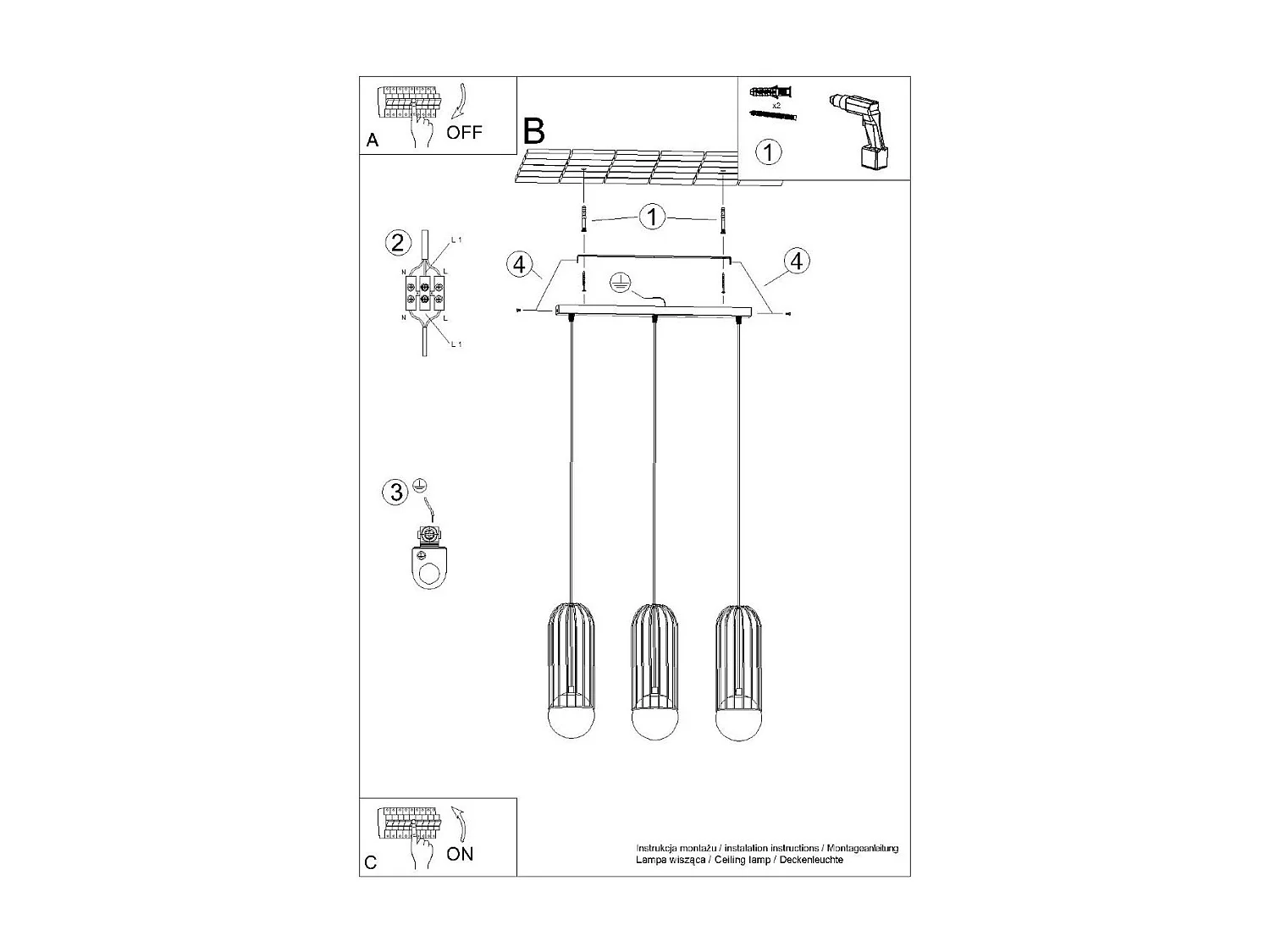 Lampe suspendue Borealys 3L blanc