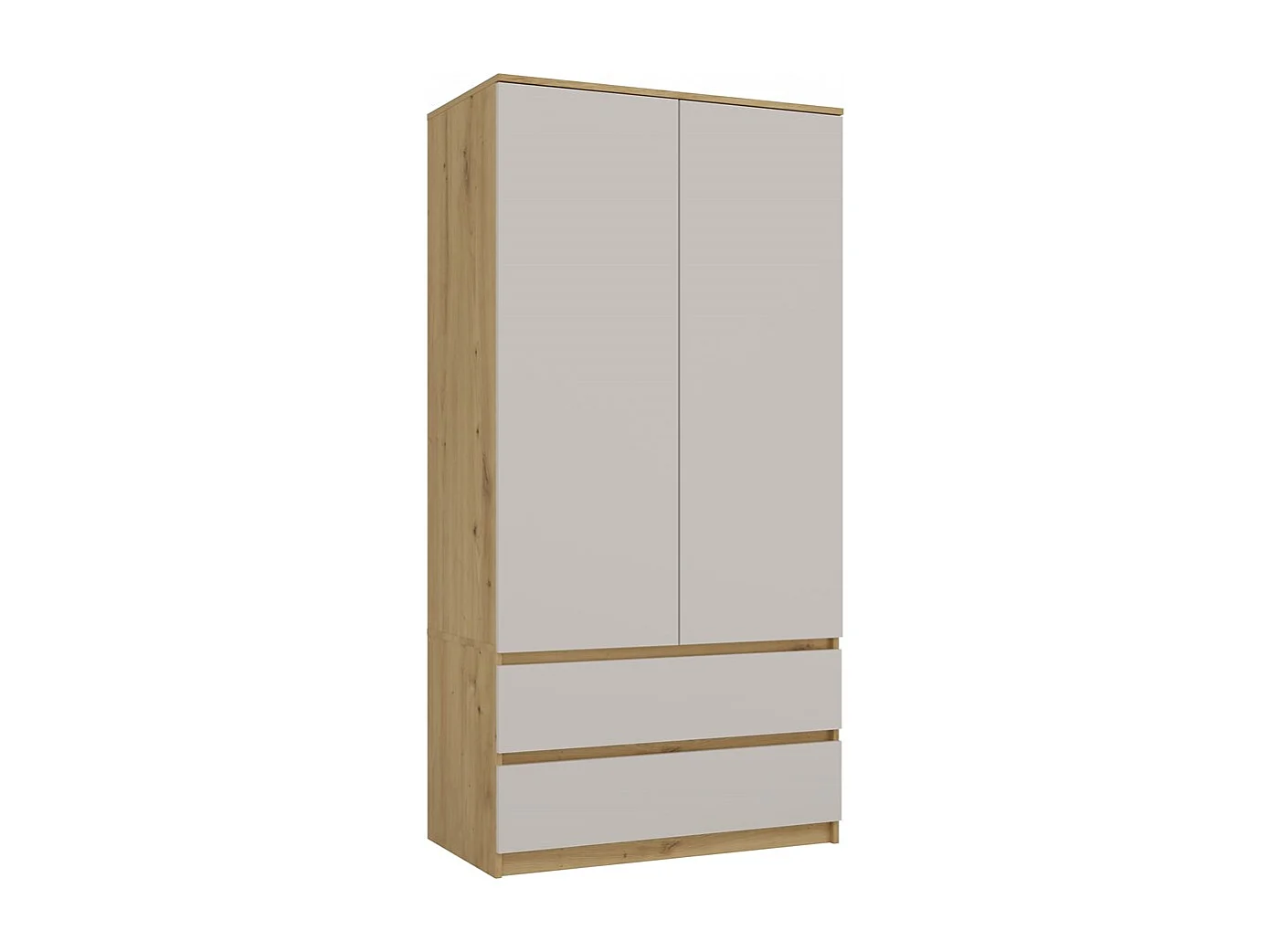 Malwa SS-90 | Dąb Artisan/Kaszmir | 90x50x180 cm | Szafa 2 Drzwi 2 Szuflady
