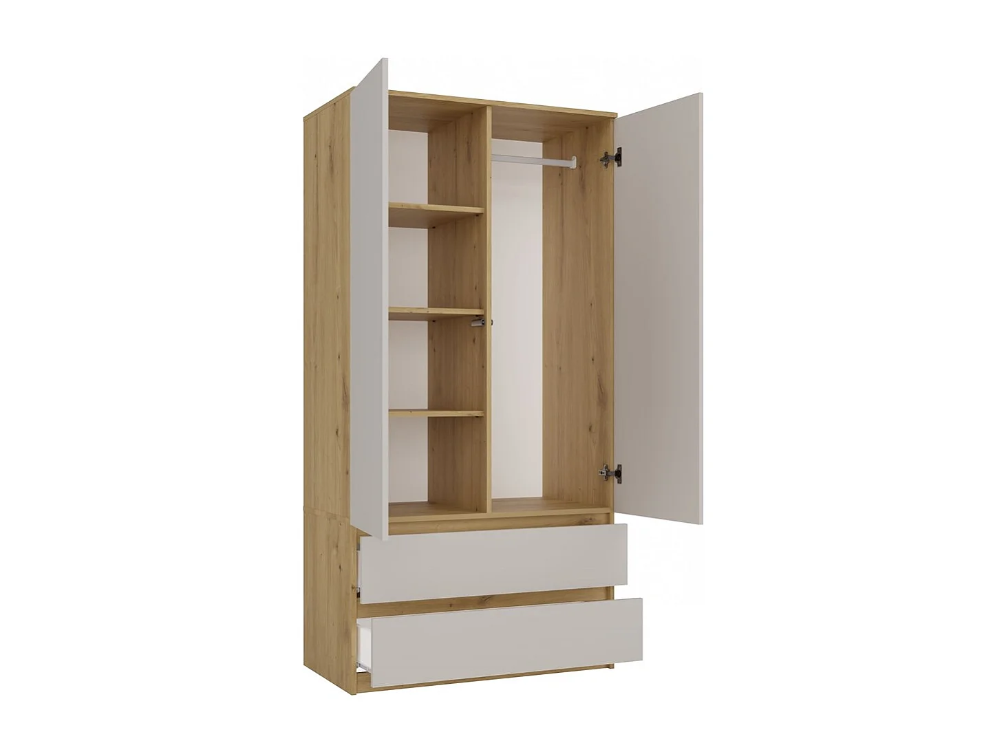 Malwa SS-90 | Dąb Artisan/Kaszmir | 90x50x180 cm | Szafa 2 Drzwi 2 Szuflady