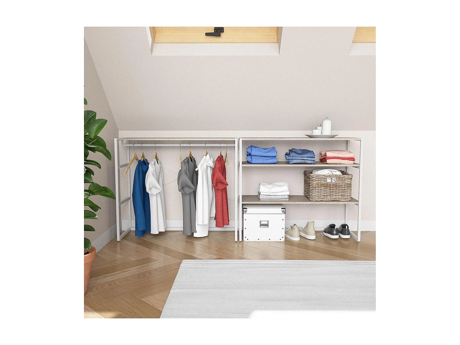 Set van 2 modulaire zolderkledingrekken 200x85cm KADRA