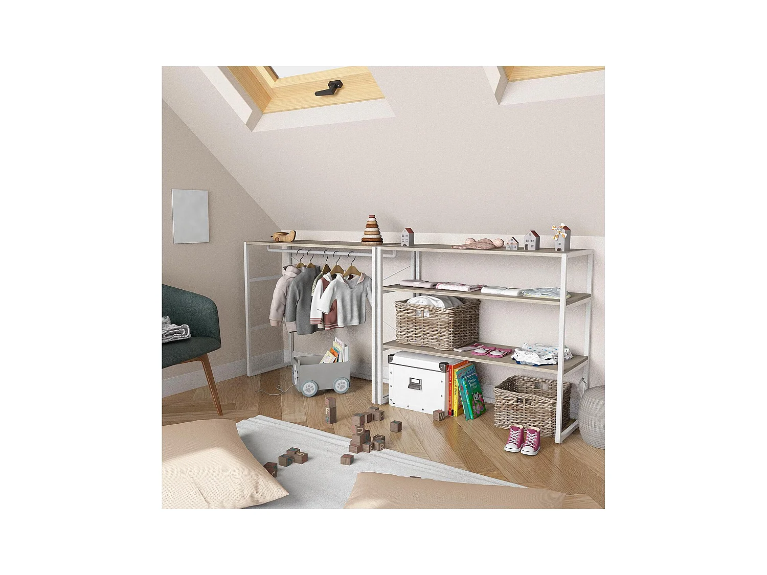 Set van 2 modulaire zolderkledingrekken 200x85cm KADRA