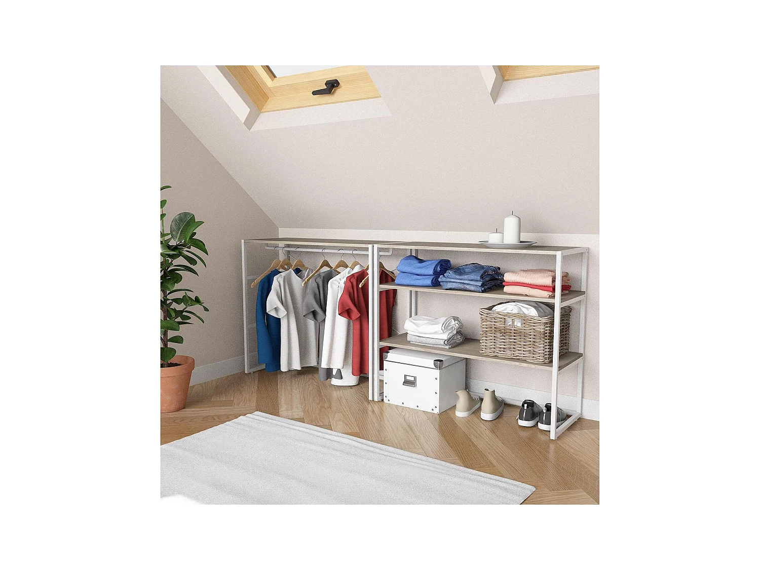 Set van 2 modulaire zolderkledingrekken 200x85cm KADRA