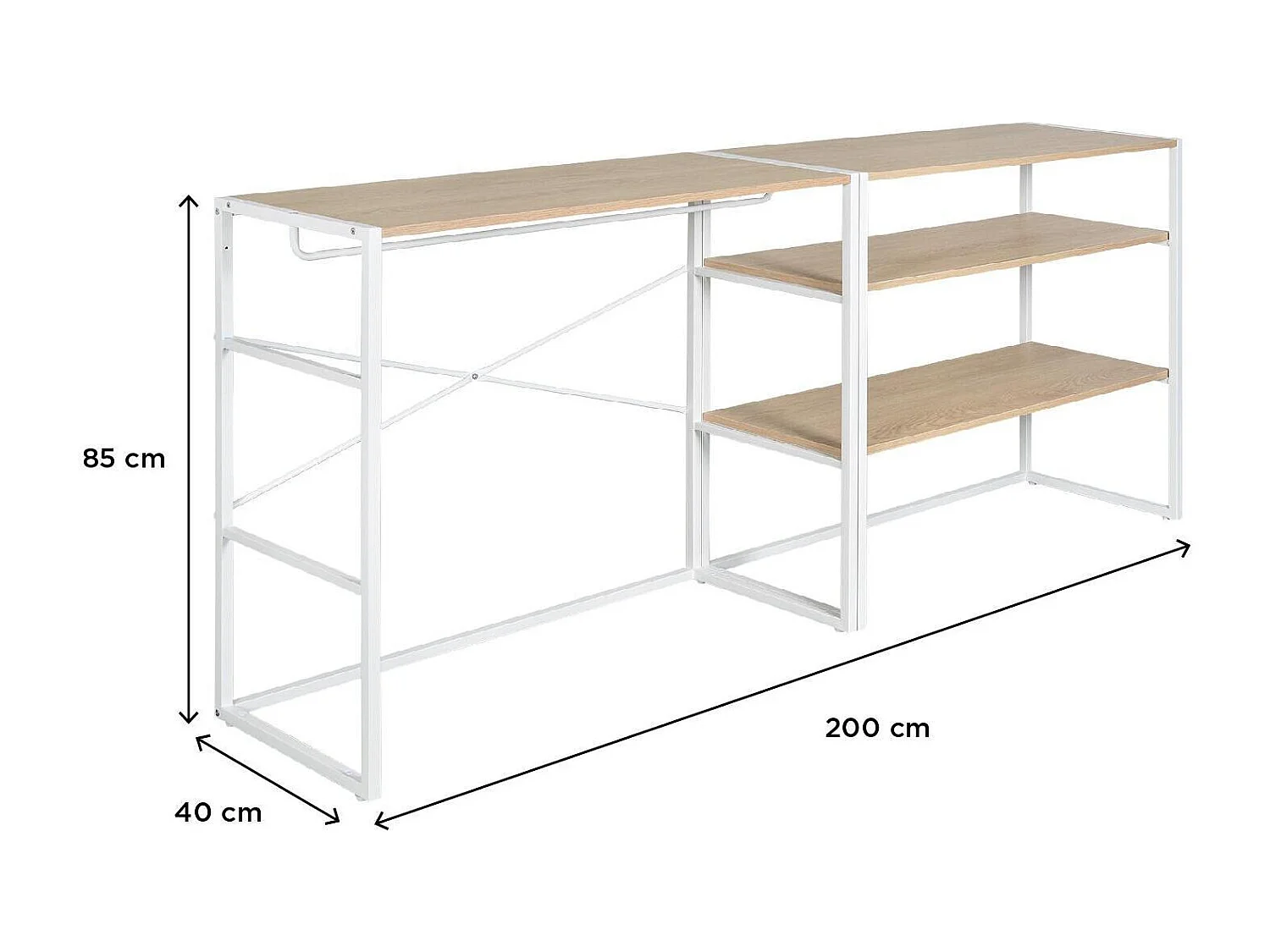 Lot de 2 portants vêtements sous combles modulables 200x85cm