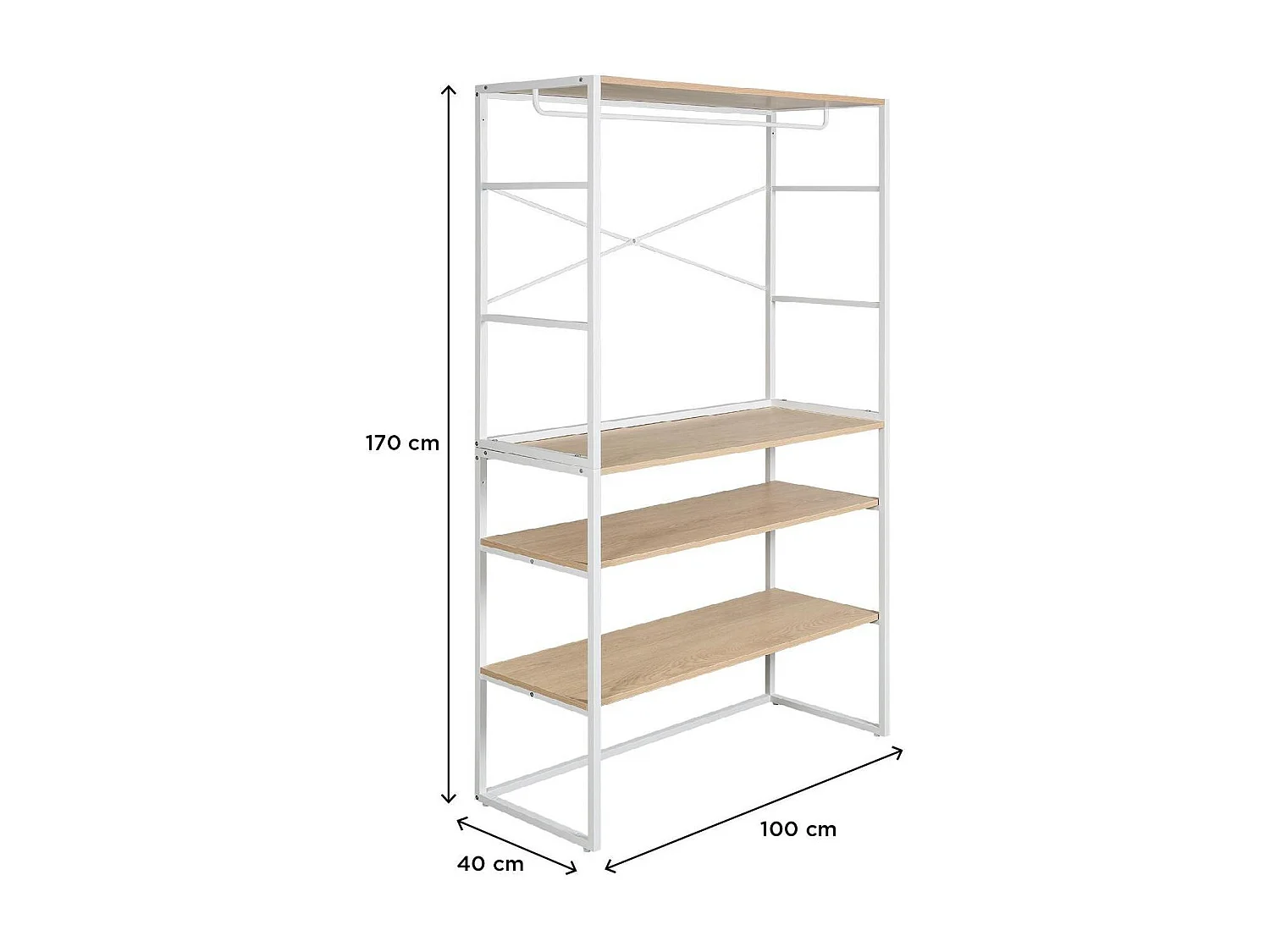 Lot de 2 portants vêtements sous combles modulables 200x85cm