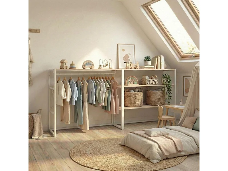 Lot de 2 portants vêtements sous combles KADRA modulables 200x85cm