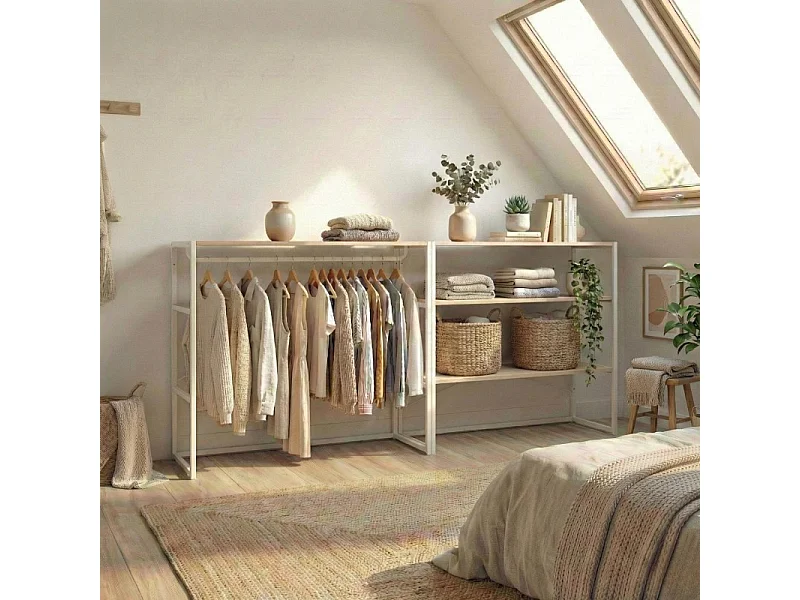 Lot de 2 portants vêtements sous combles KADRA modulables 200x85cm