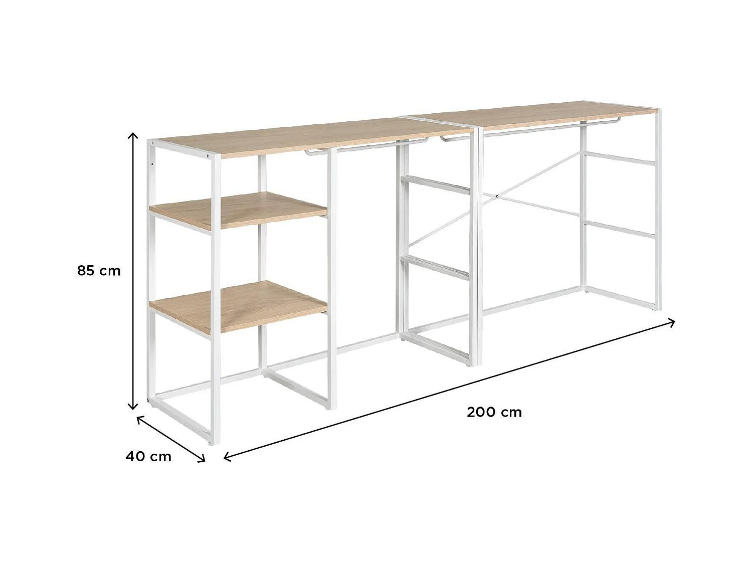 2er-Set modulare Dachboden-Kleiderständer 200x85cm KADRA