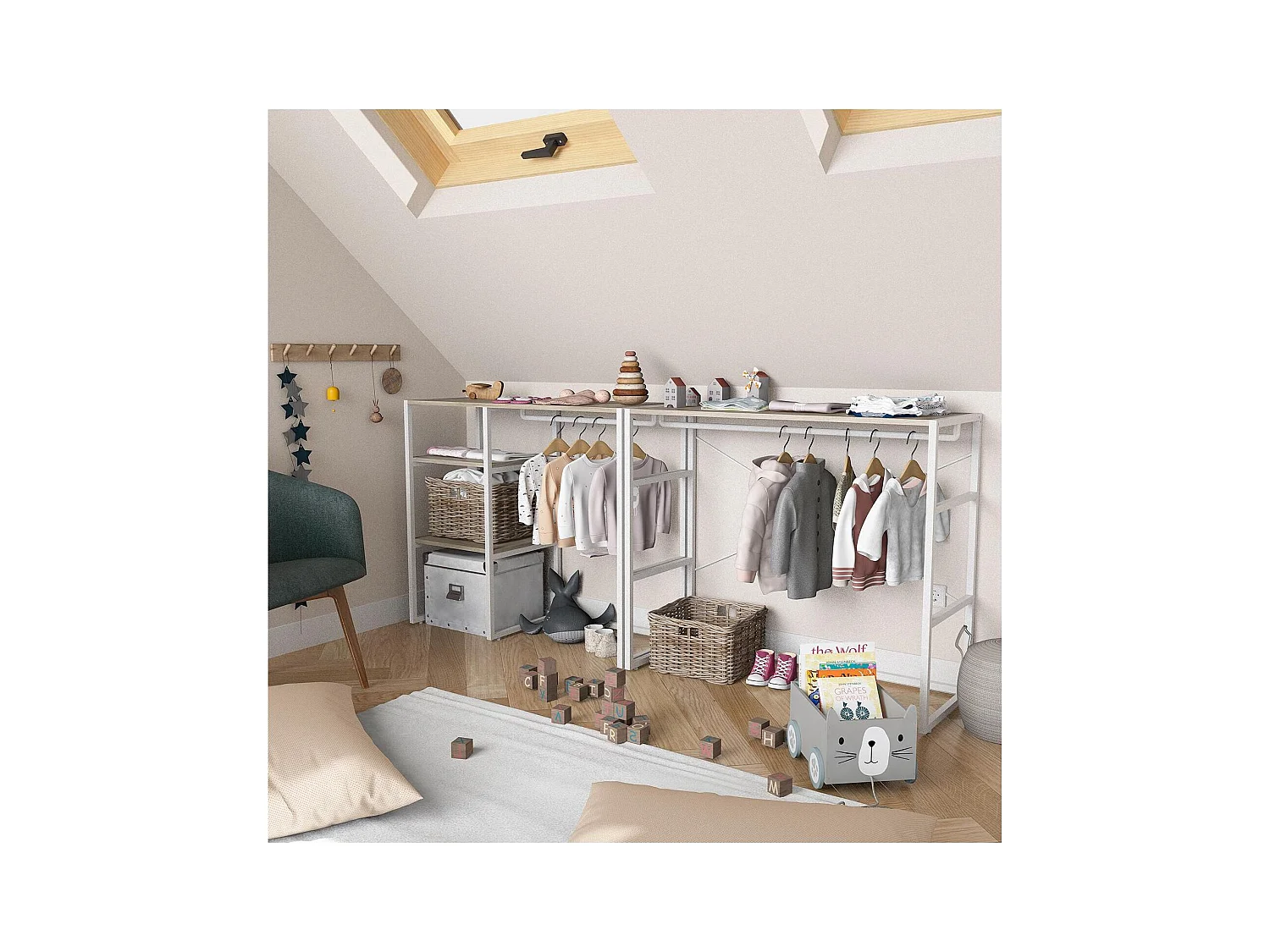 2er-Set modulare Dachboden-Kleiderständer 200x85cm KADRA