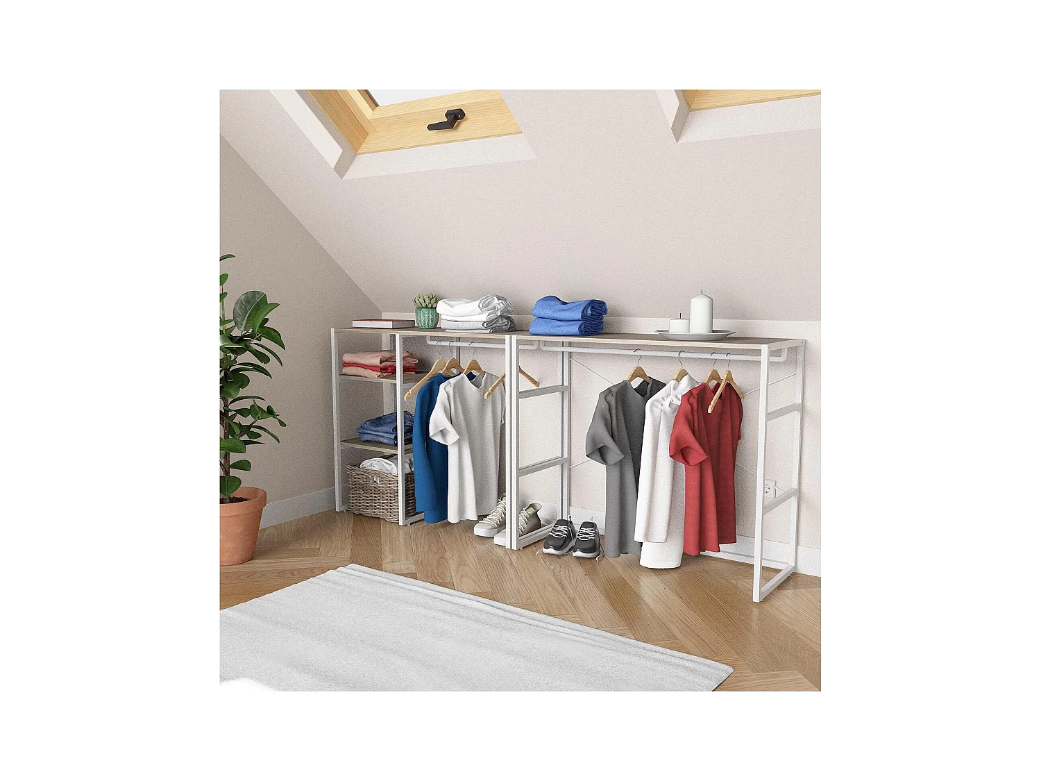 2er-Set modulare Dachboden-Kleiderständer 200x85cm KADRA