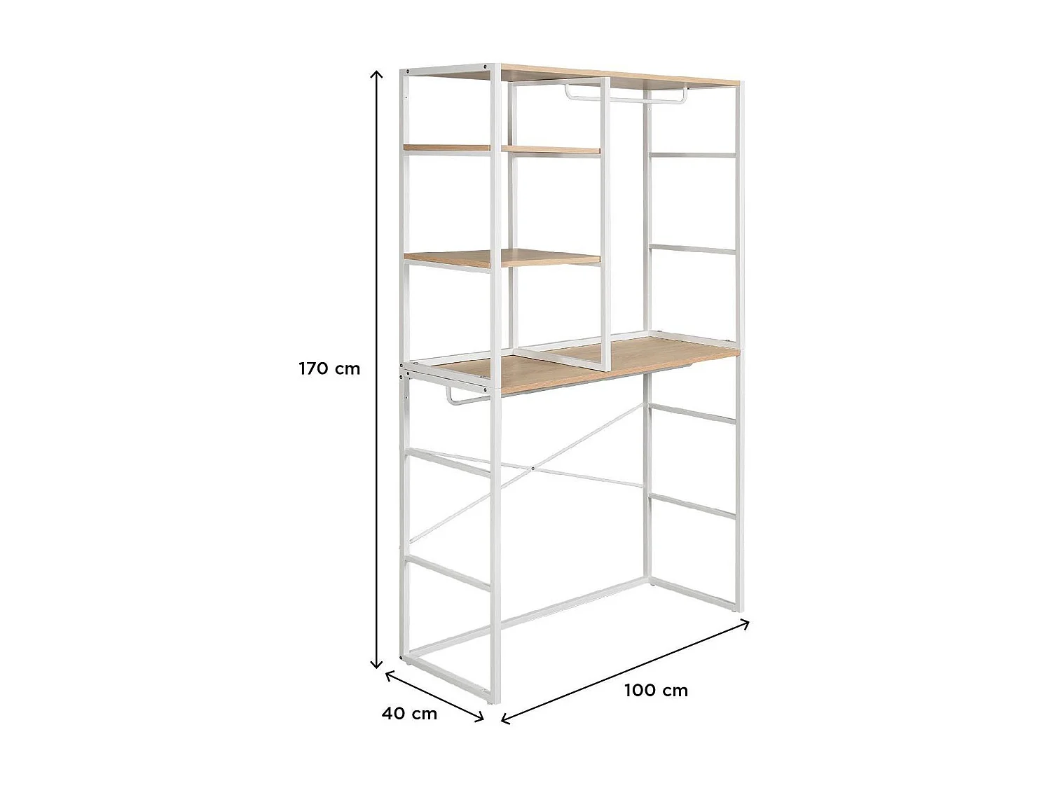 Lot de 2 portants vêtements sous combles modulables 200x85cm