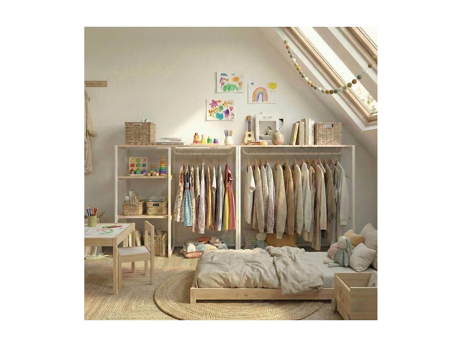 Set di 2 appendiabiti modulari da soffitta 200x85cm KADRA