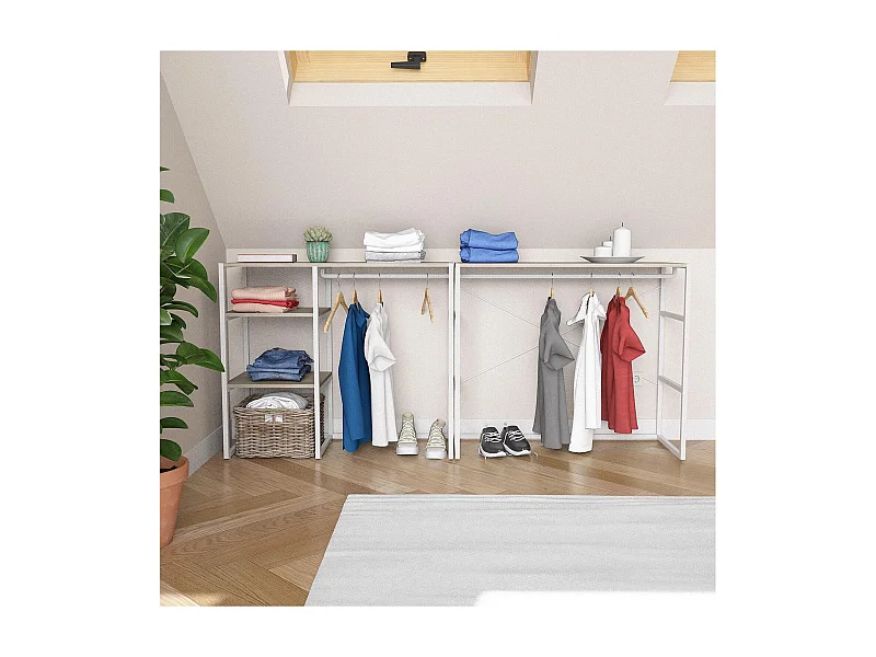Lot de 2 portants vêtements sous combles modulables 200x85cm