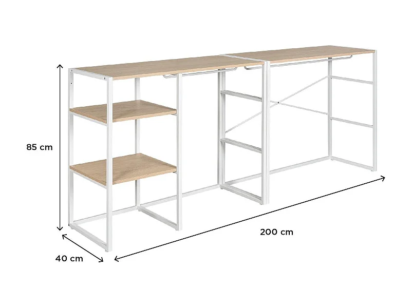Conjunto de 2 percheros modulares para buhardilla 200x85cm KADRA