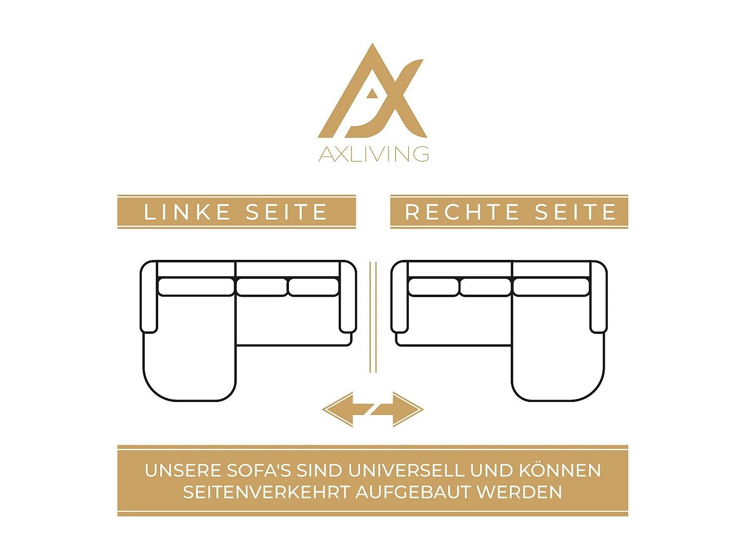 AX LIVING Ecksofa Schwarz Eckcouch mit Schlaffunktion Cosmova 245 cm