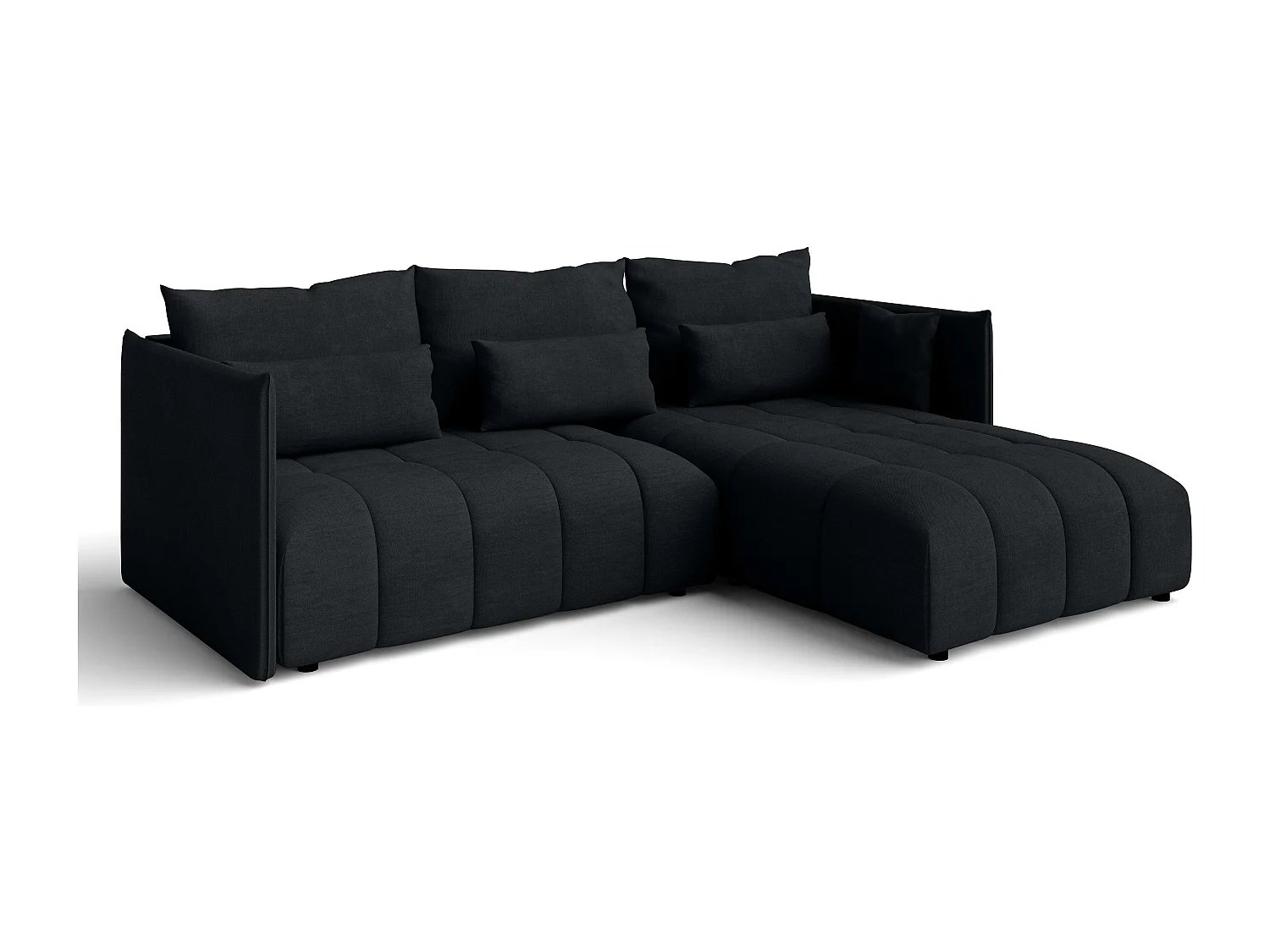 AX LIVING Canapé d'angle noir avec fonction couchage Cosmova 245 cm