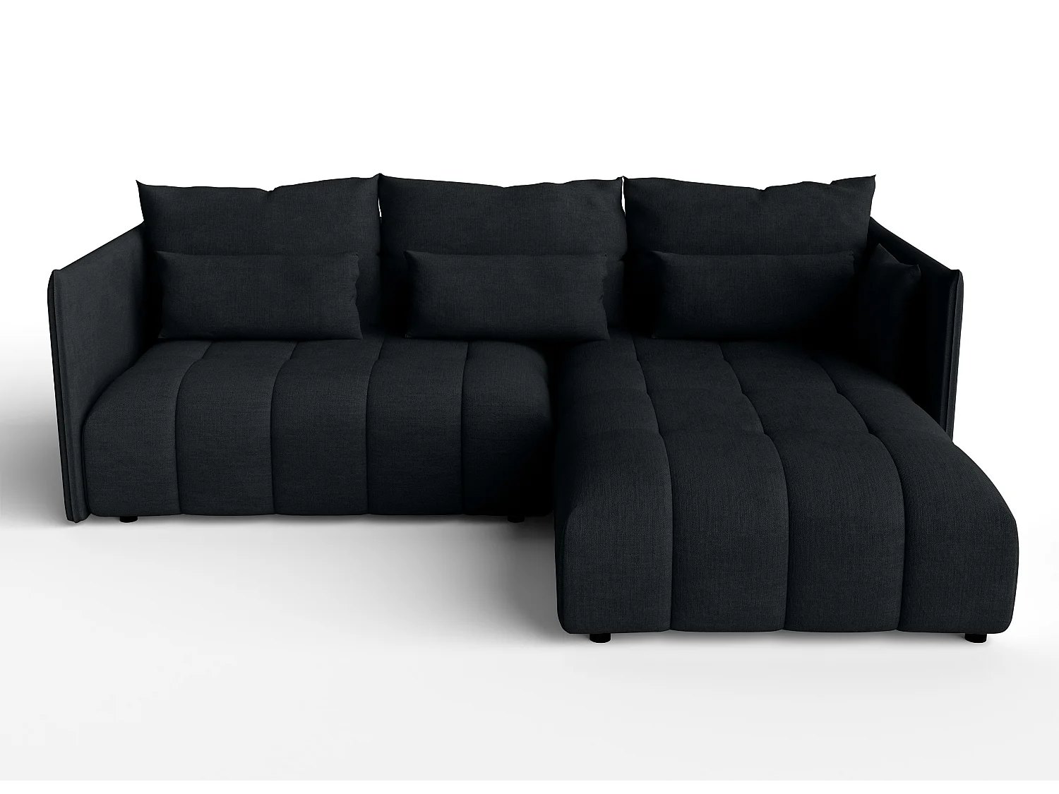 AX LIVING Canapé d'angle noir avec fonction couchage Cosmova 245 cm