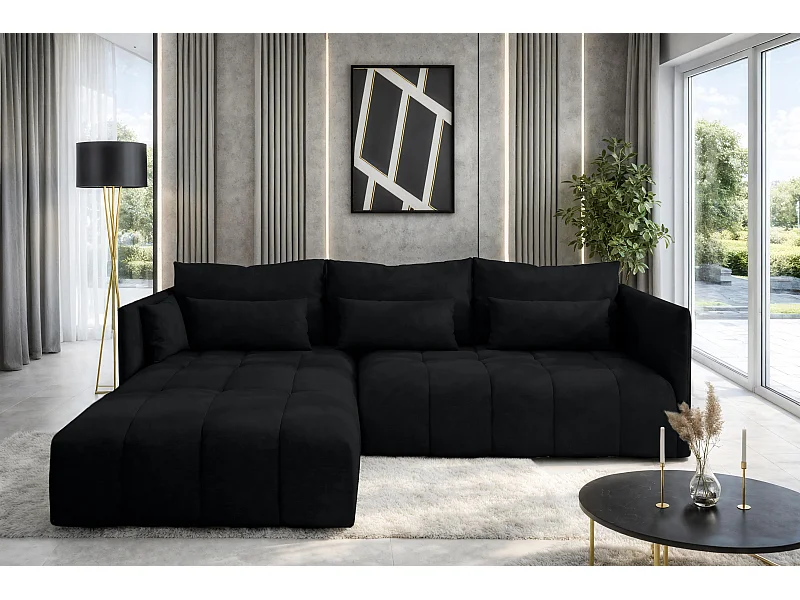 AX LIVING Ecksofa Schwarz Eckcouch mit Schlaffunktion Cosmova 245 cm