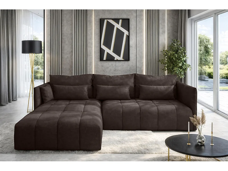 AX LIVING Ecksofa Braun mit Schlaffunktion und Bettkasten Cosmova 245