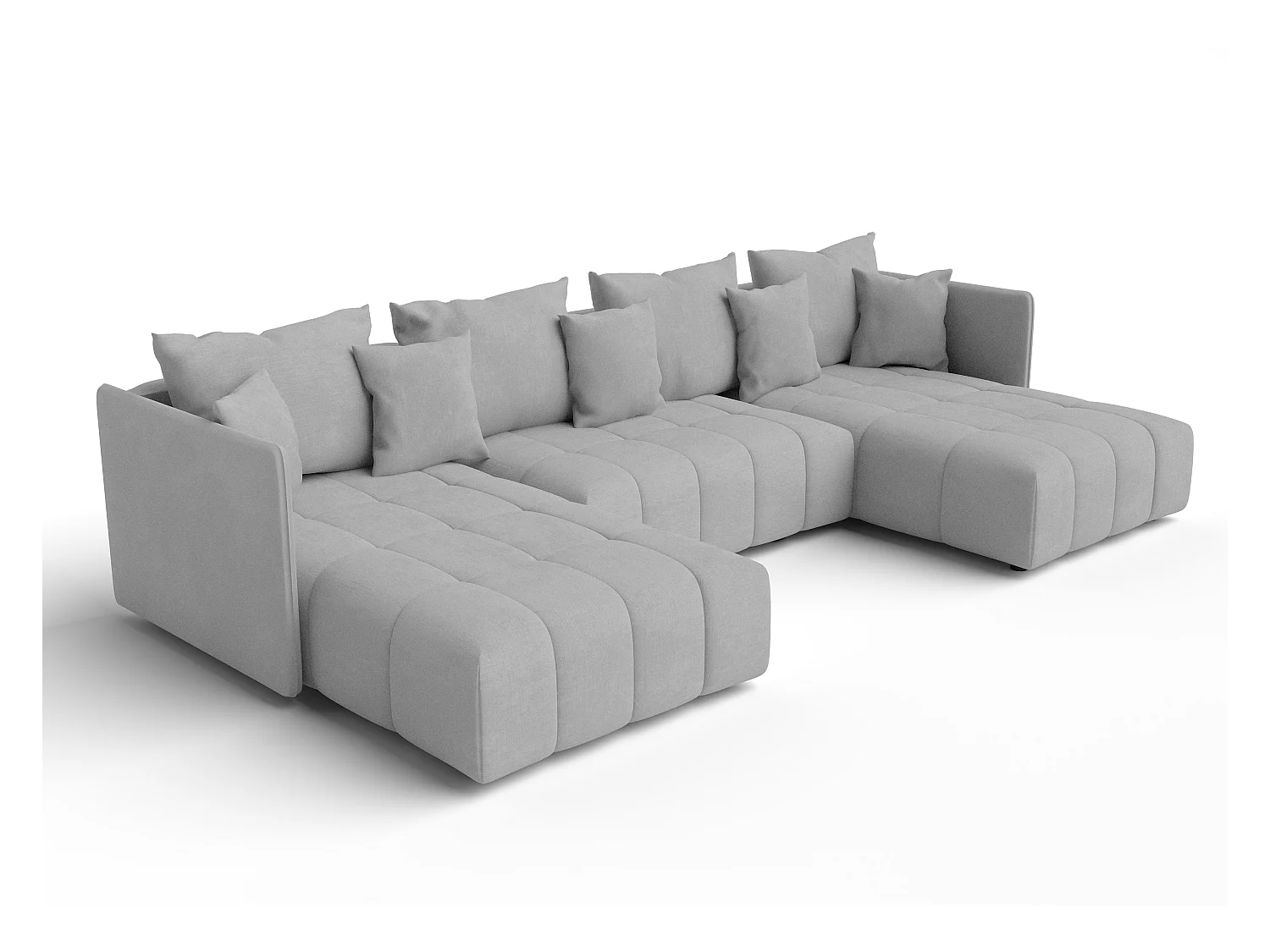 AX LIVING Canapé d'angle U gris clair avec fonction sommeil Veliro 345