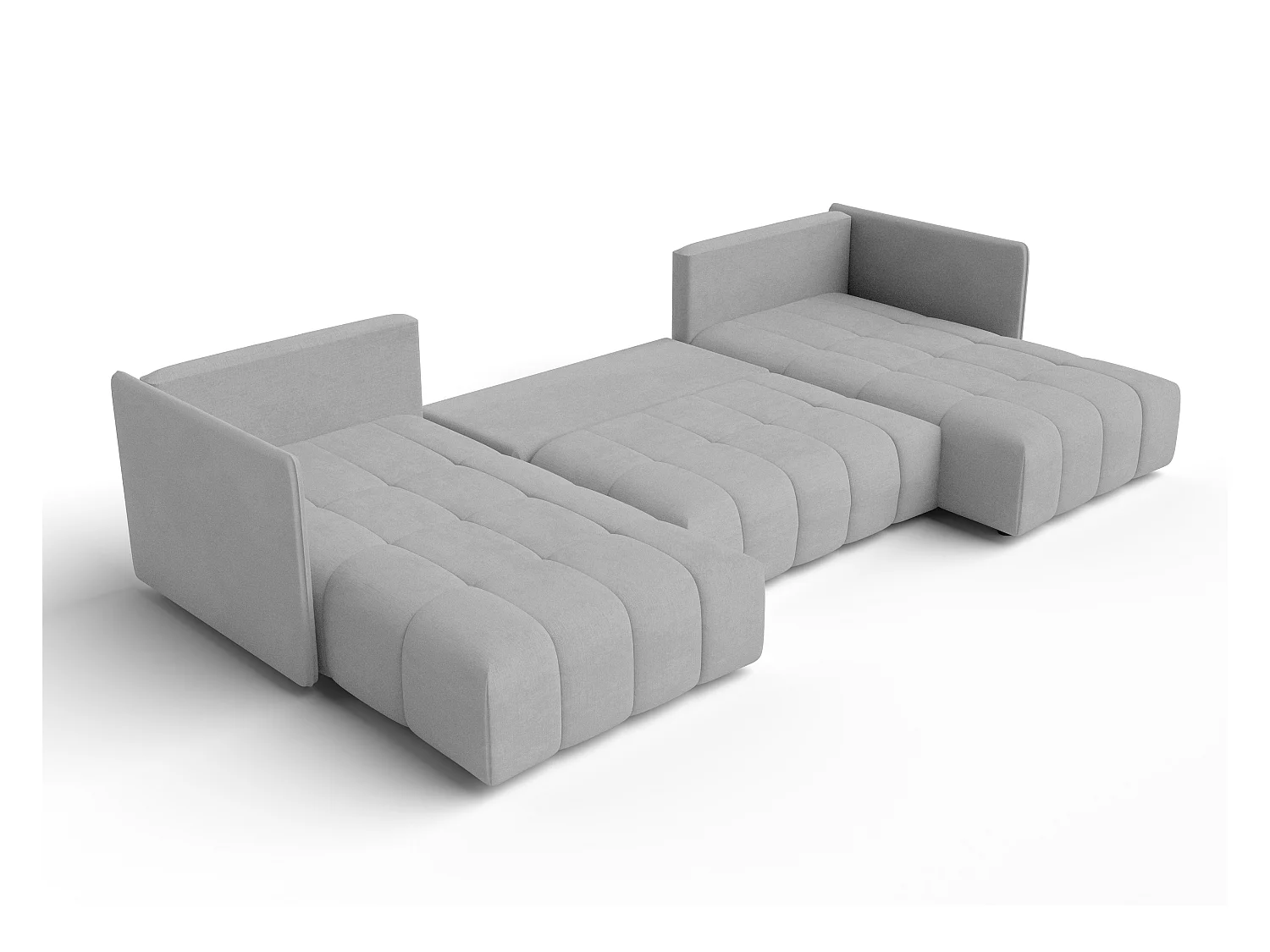 AX LIVING Sofa U Form mit Schlaffunktion Eckcouch hellgrau Veliro 353