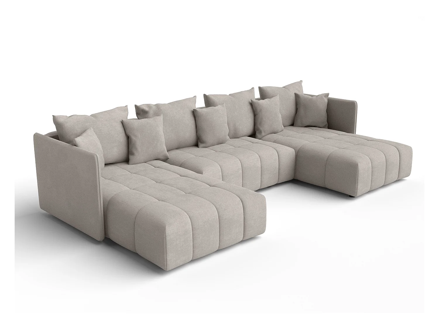AX LIVING Beige Sofa U Form mit Schlaffunktion Veliro U, 353 cm breit