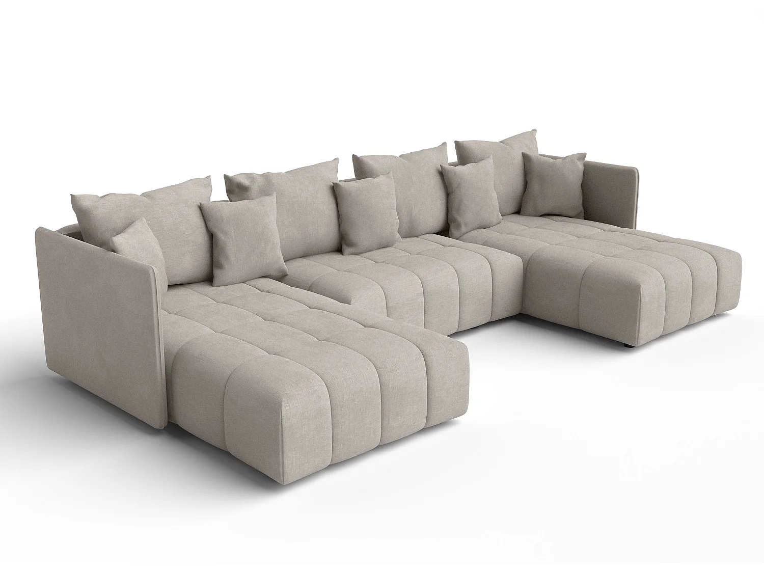 AX LIVING Beige Sofa U Form mit Schlaffunktion Veliro U, 353 cm breit
