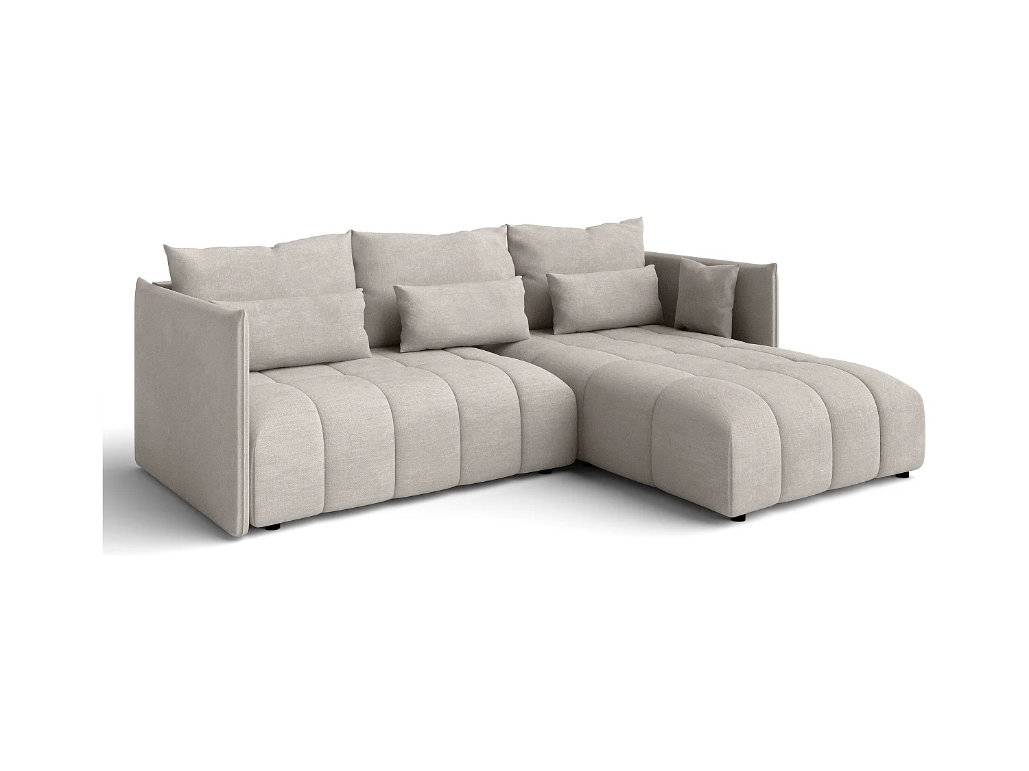 AX LIVING Beige Ecksofa mit Schlaffunktion und Bettkasten Cosmova 245