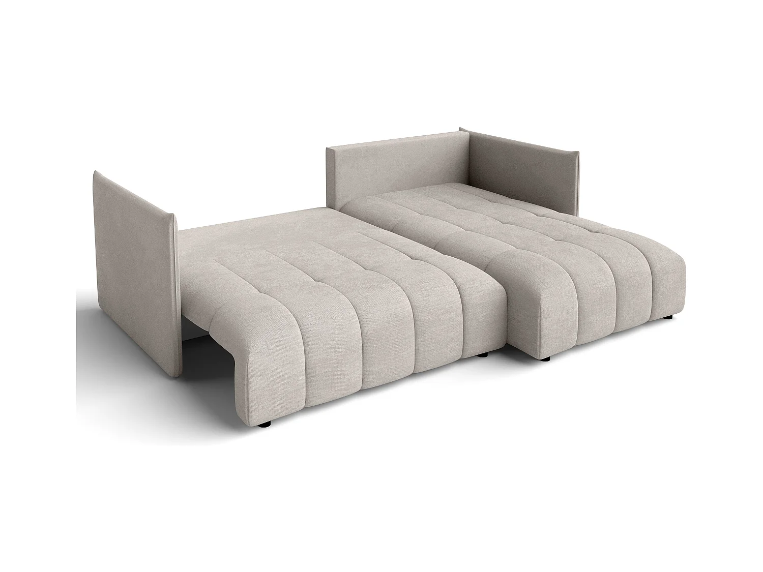 AX LIVING Beige Ecksofa mit Schlaffunktion und Bettkasten Cosmova 245