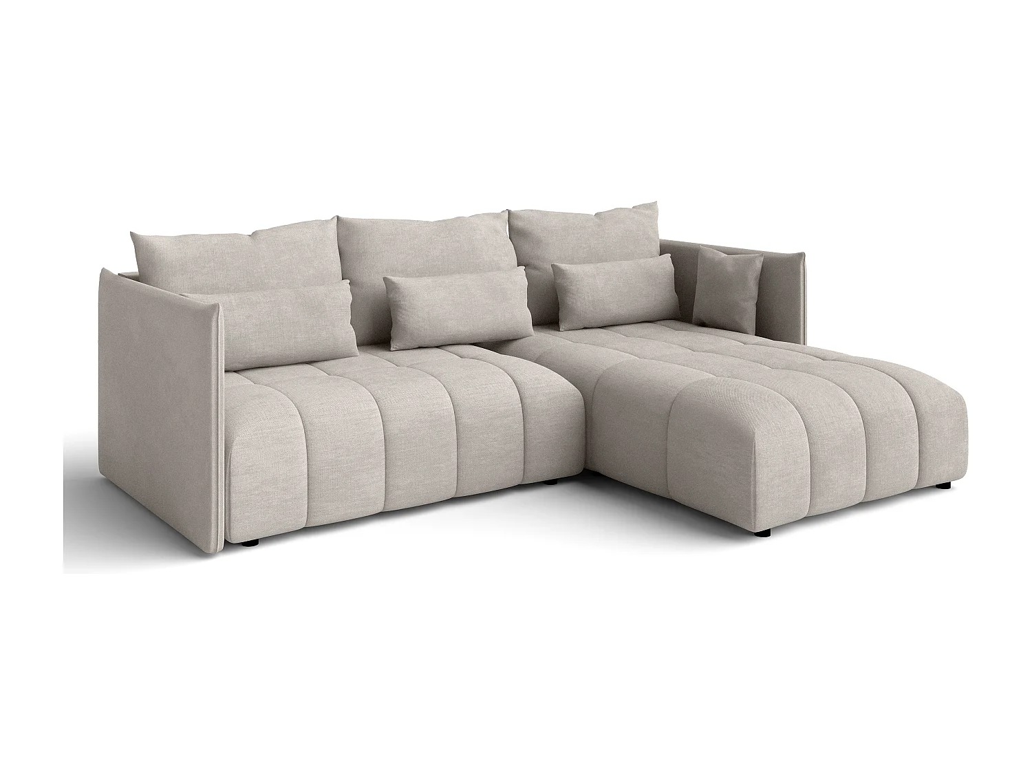 AX LIVING Beige Ecksofa mit Schlaffunktion und Bettkasten Cosmova 245