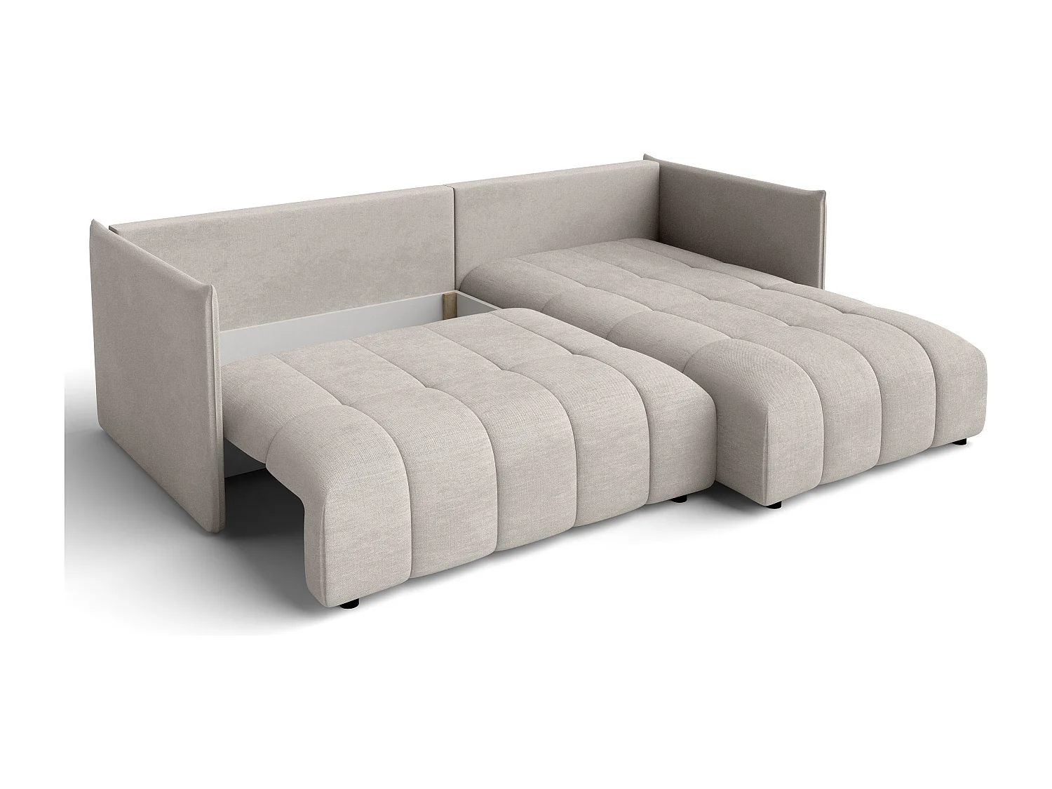 AX LIVING Beige Ecksofa mit Schlaffunktion und Bettkasten Cosmova 245