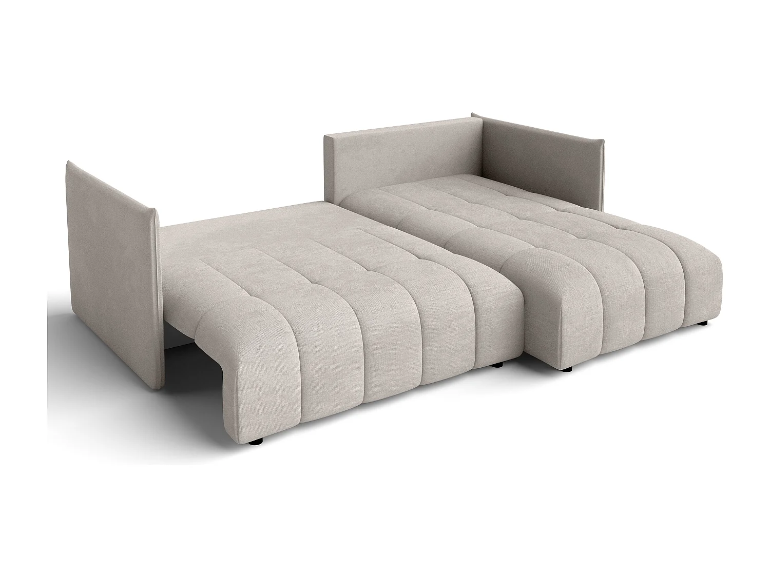AX LIVING Beige Ecksofa mit Schlaffunktion und Bettkasten Cosmova 245