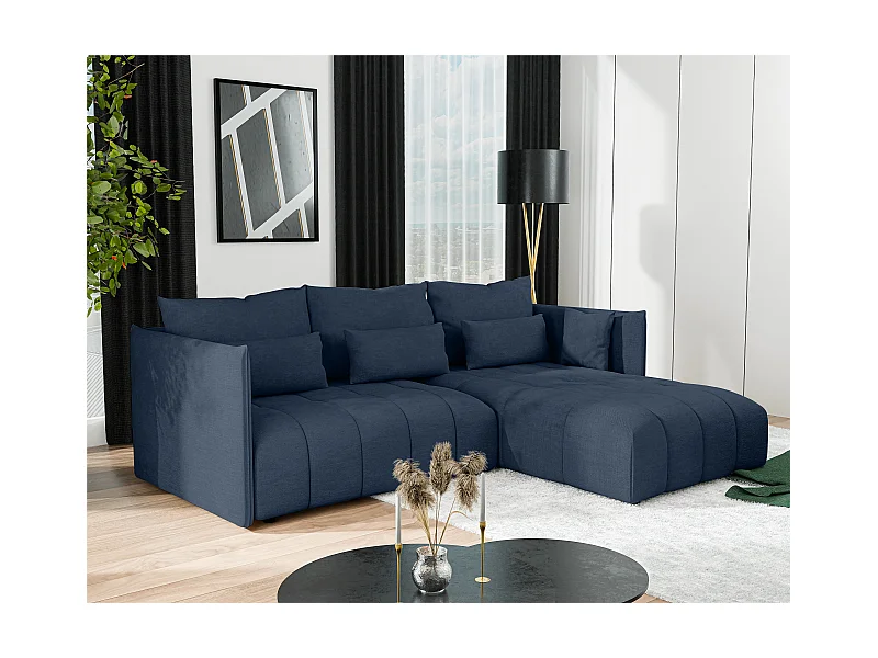 AX LIVING Ecksofa mit Schlaffunktion und Bettkasten Cosmova Blau 245cm