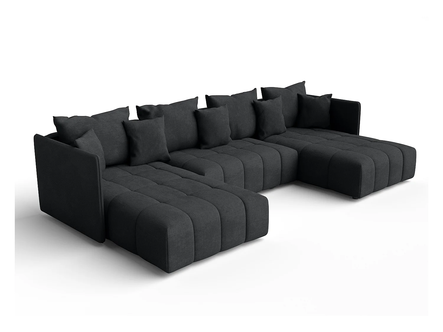 AX LIVING Dunkelgrau Sofa U Form mit Schlaffunktion Veliro U, 353 cm