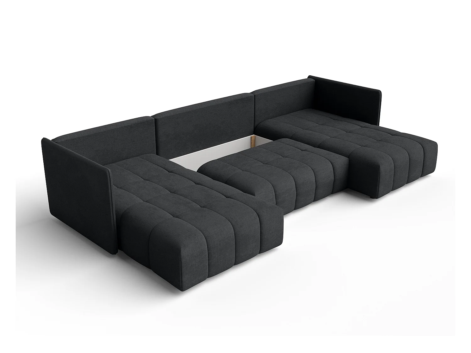 AX LIVING Dunkelgrau Sofa U Form mit Schlaffunktion Veliro U, 353 cm