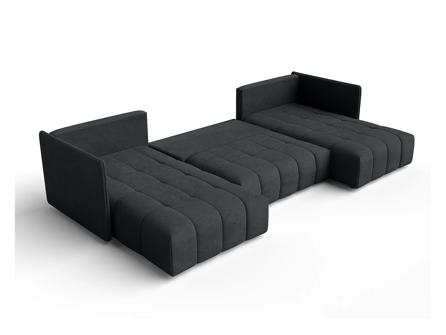AX LIVING Dunkelgrau Sofa U Form mit Schlaffunktion Veliro U, 353 cm