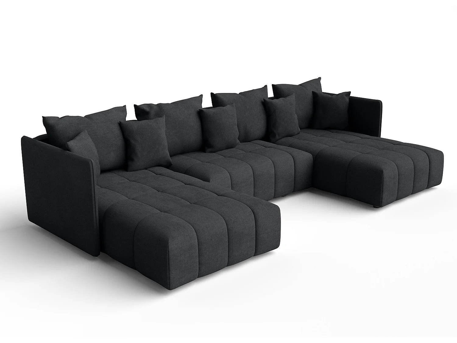 AX LIVING Canapé gris foncé U avec fonction sommeil Veliro U 345 cm