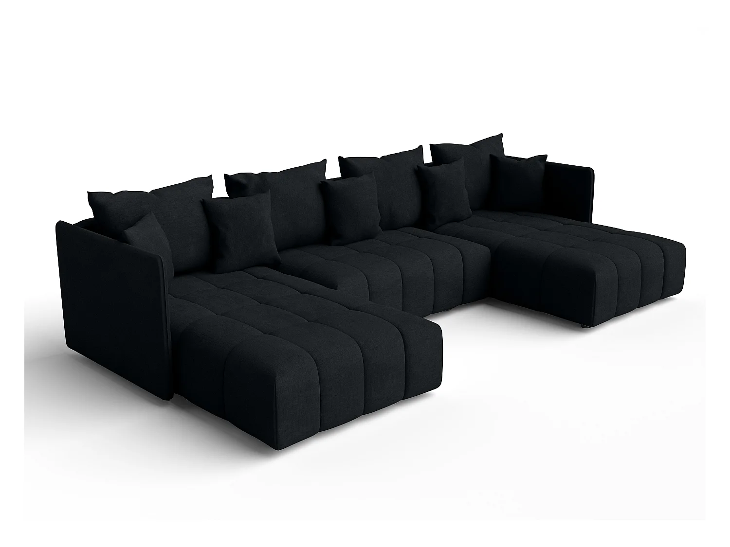 AX LIVING Schwarz Sofa U Form mit Schlaffunktion Veliro U 353 cm breit