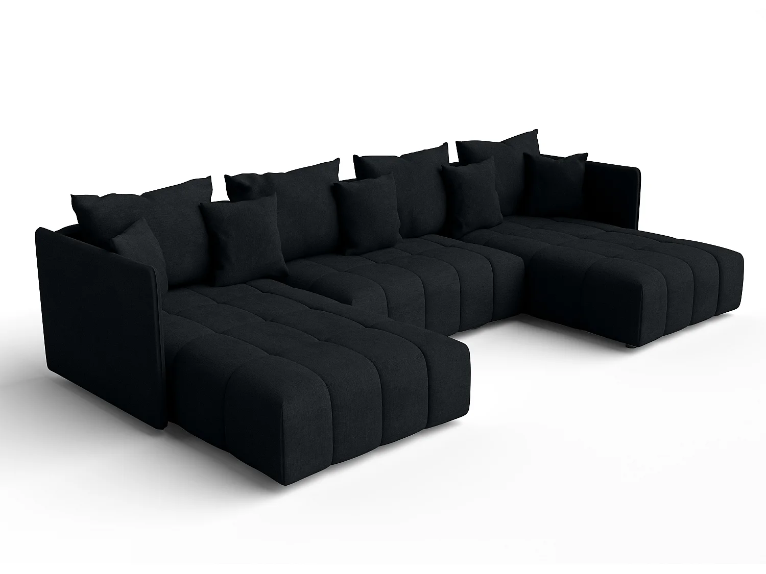 AX LIVING Schwarz Sofa U Form mit Schlaffunktion Veliro U 353 cm breit