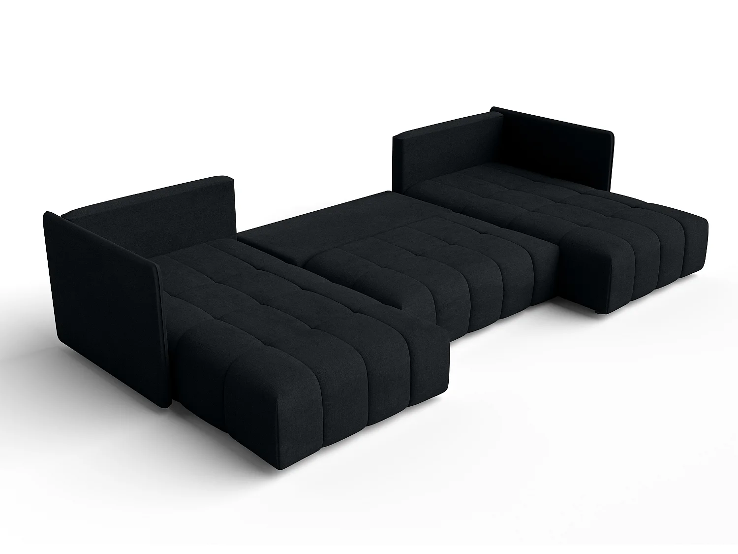AX LIVING Schwarz Sofa U Form mit Schlaffunktion Veliro U 353 cm breit