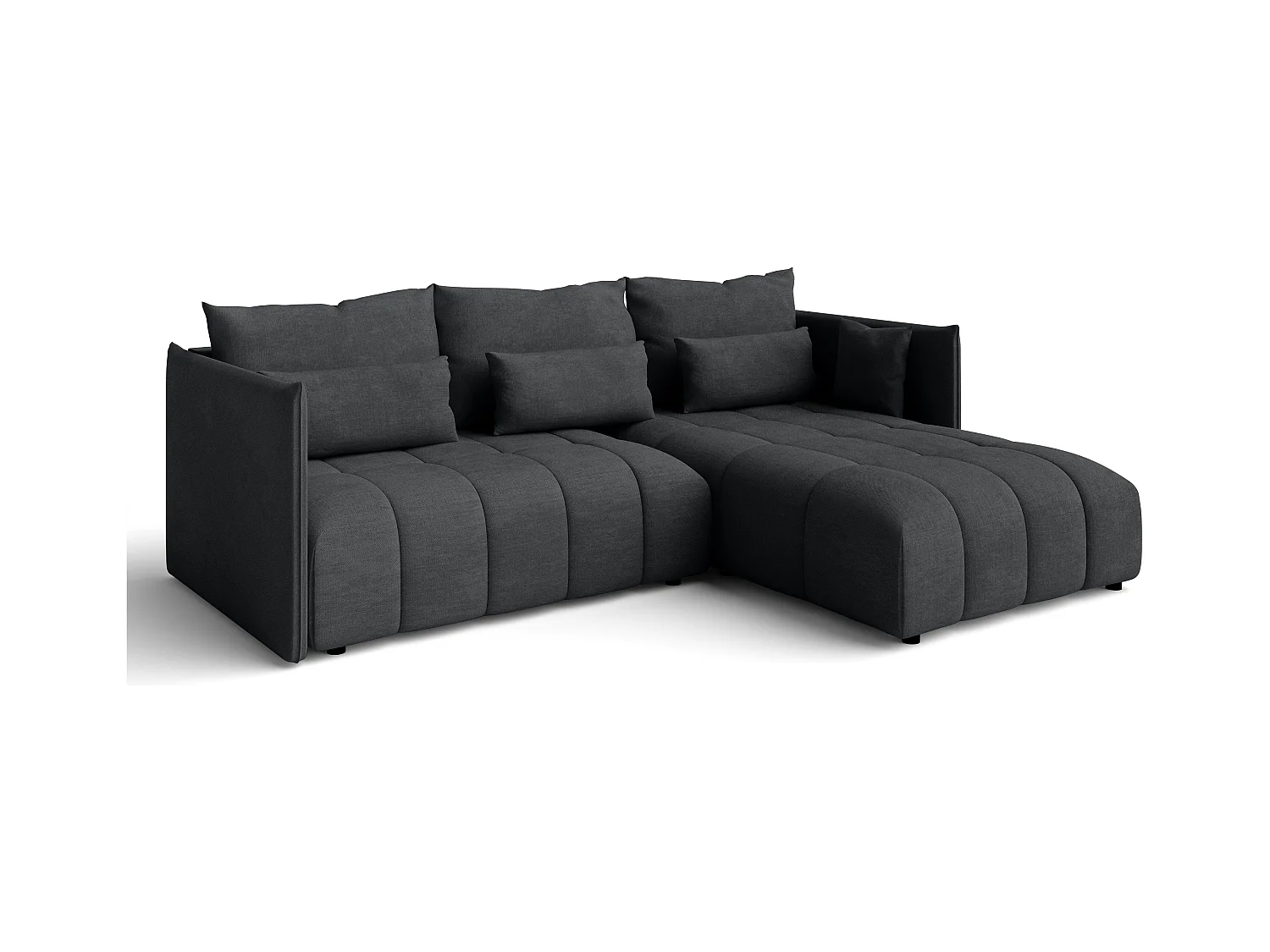 AX LIVING Eckcouch Grau Ecksofa mit Schlaffunktion Bettkasten Cosmova