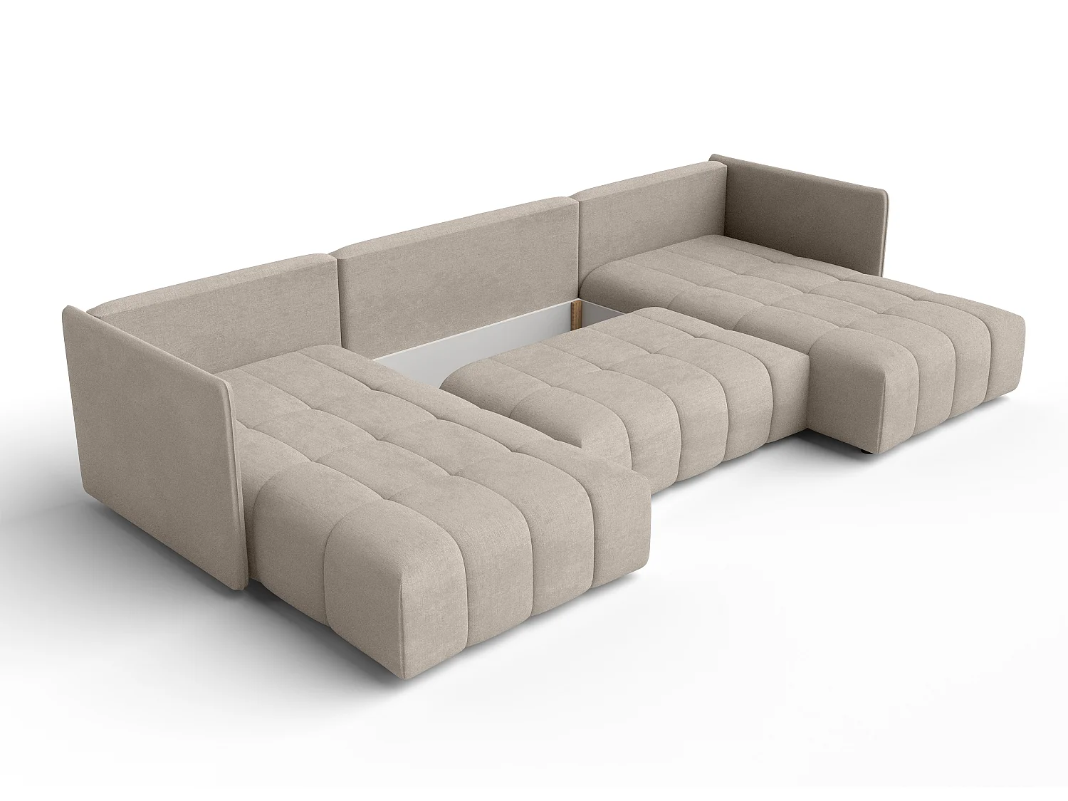 AX LIVING Hellbraun Sofa U Form mit Schlaffunktion Veliro U, 353 cm