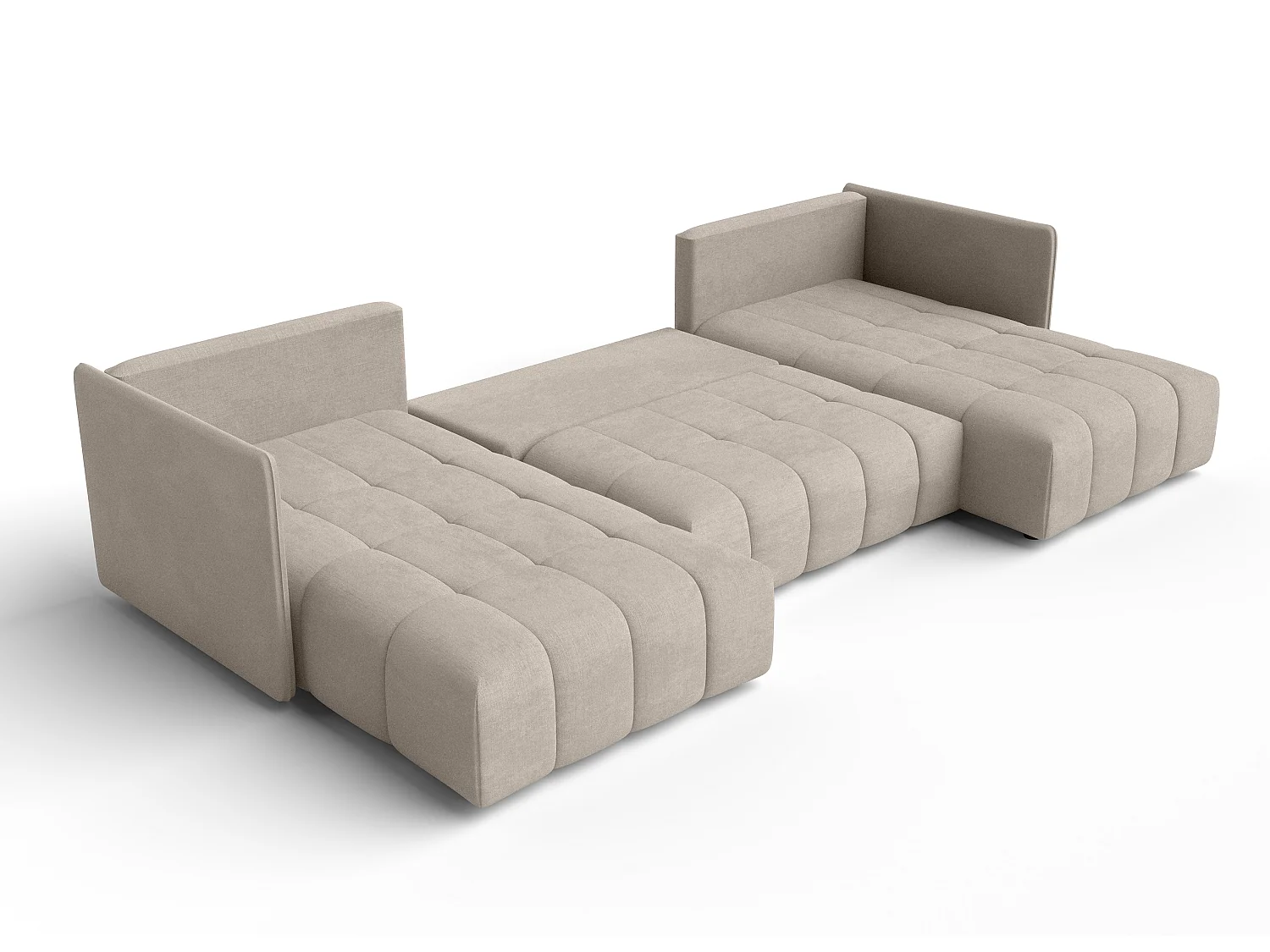 AX LIVING Hellbraun Sofa U Form mit Schlaffunktion Veliro U, 353 cm