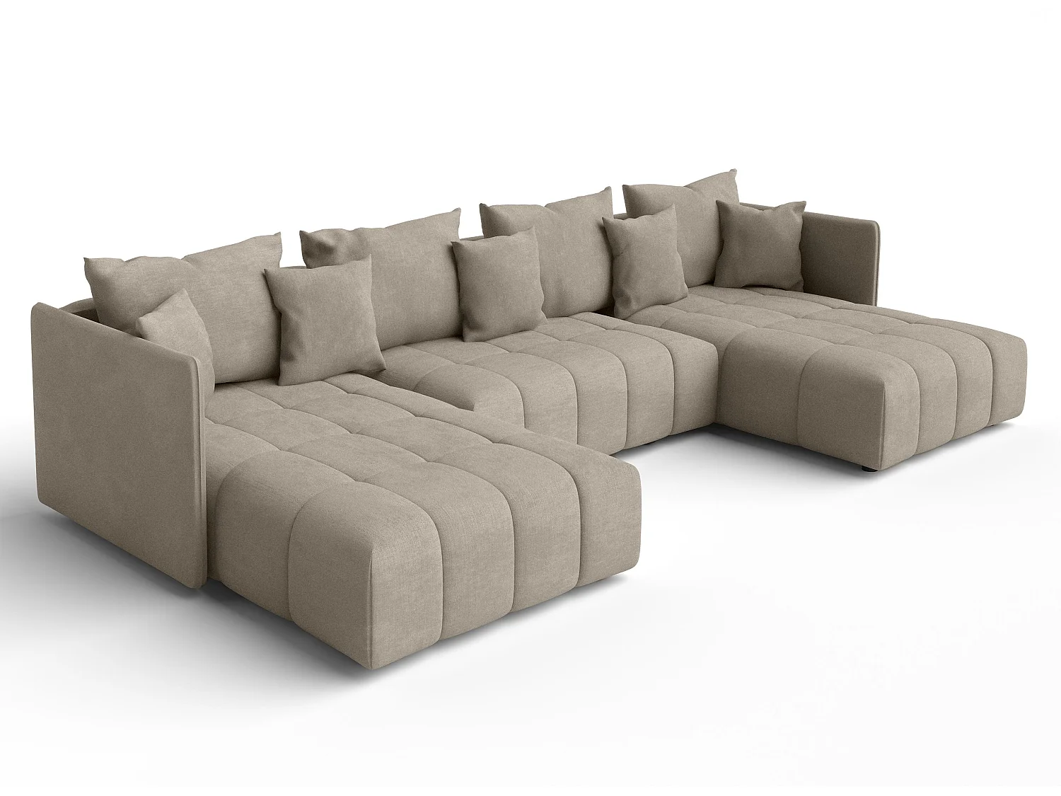 AX LIVING Canapé panoramique convertible Veliro U marron clair 353 cm