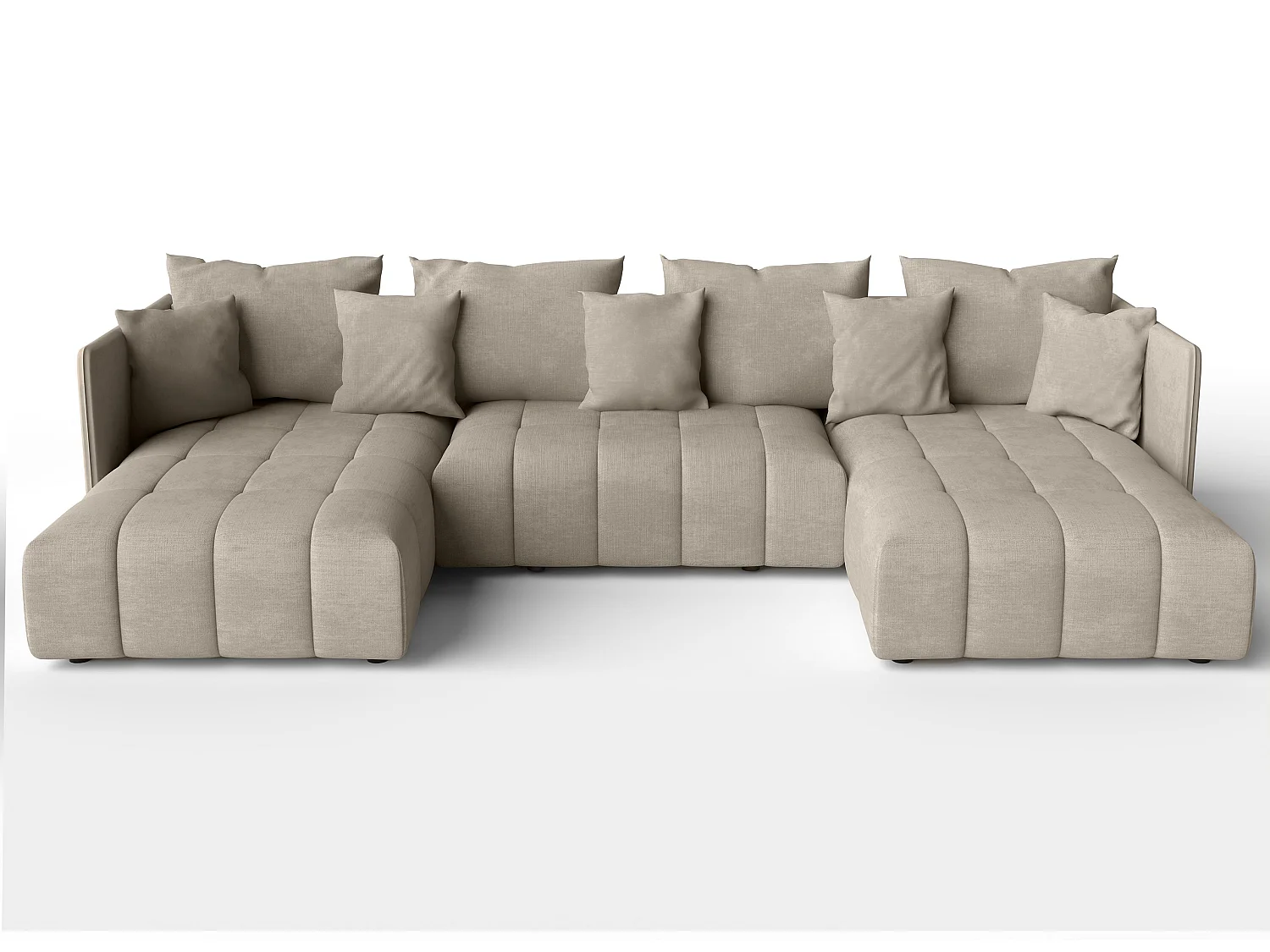 AX LIVING Canapé panoramique convertible Veliro U marron clair 353 cm